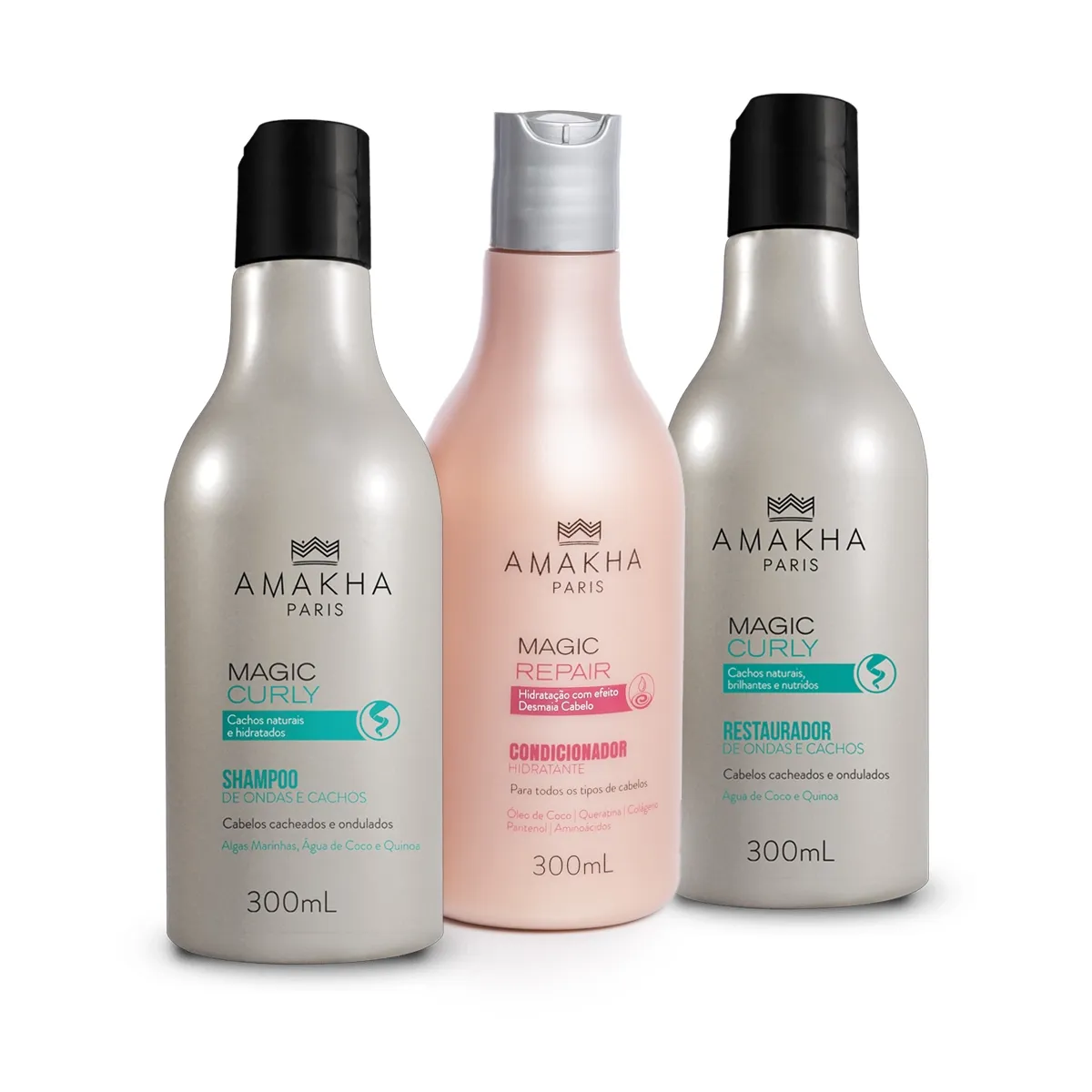 Kit Shampoo Magic Curly + Condicionador Magic Repair + Restaurador Magic Curly