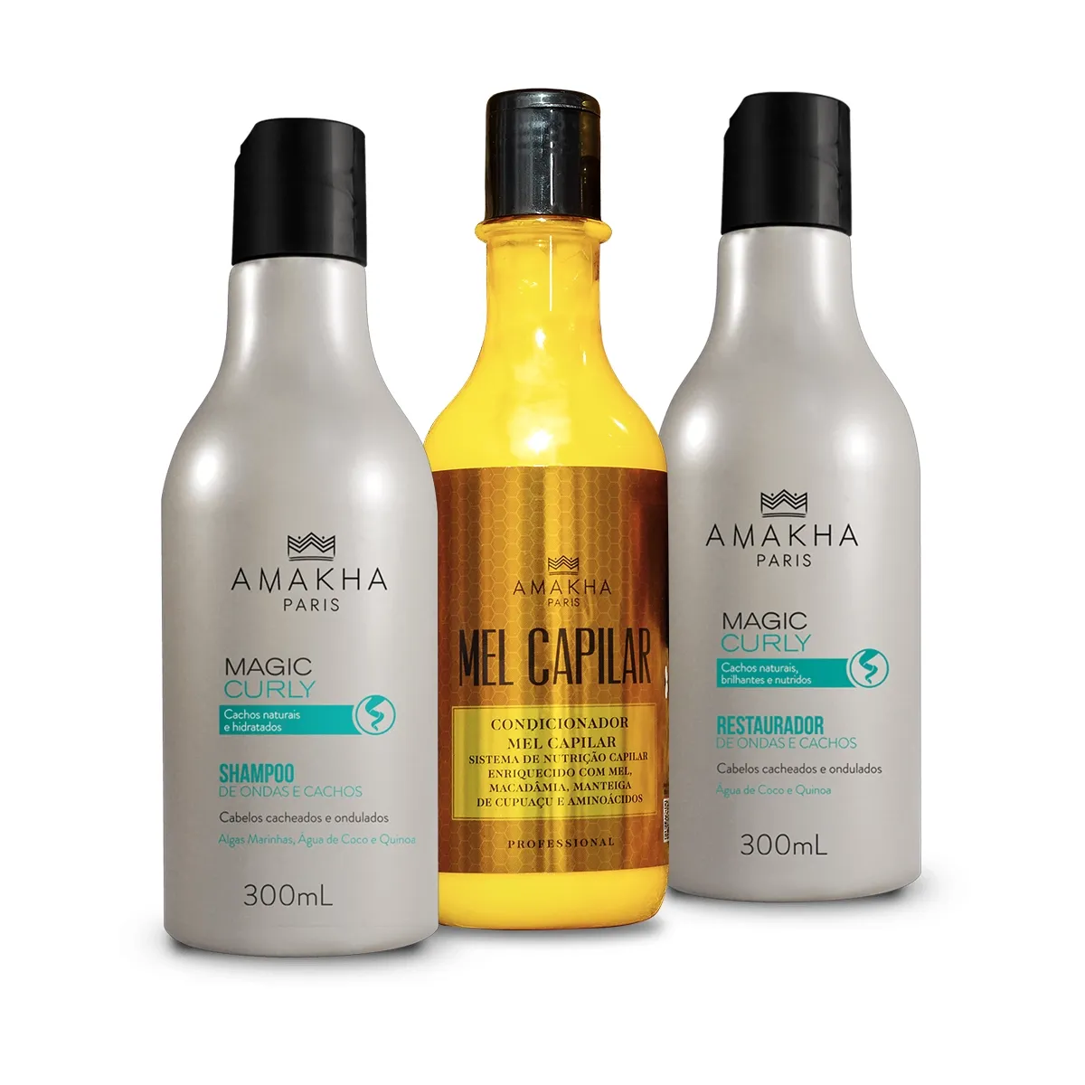 Kit Shampoo Magic Curly + Condicionador Mel Capilar + Restaurador Magic Curly