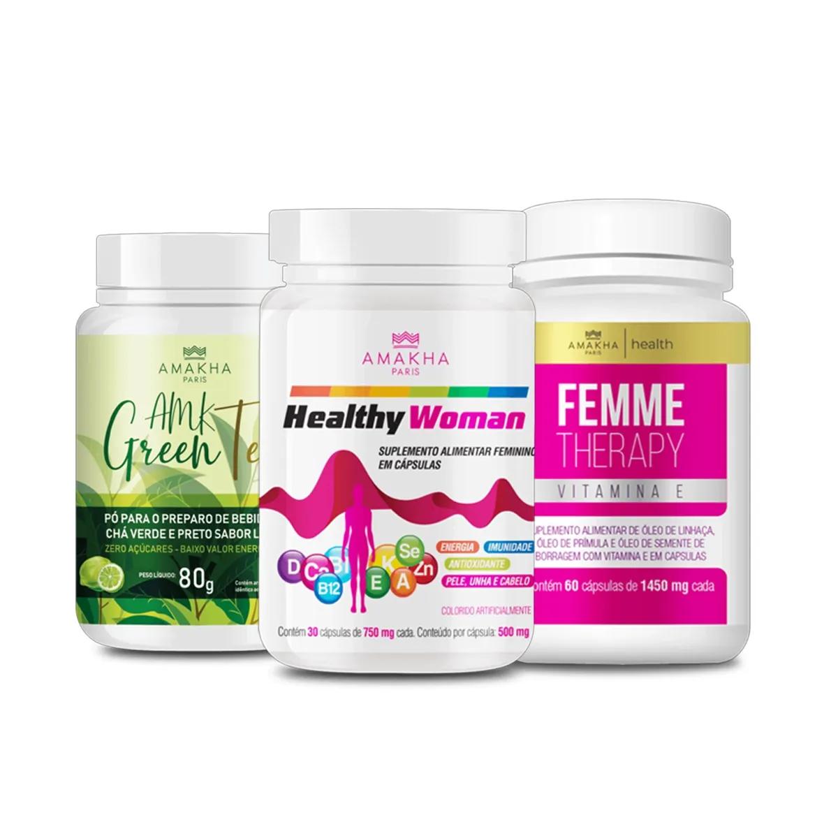 Kit Saúde Mulher Healthy Woman, Femme Therapy e Green Tea