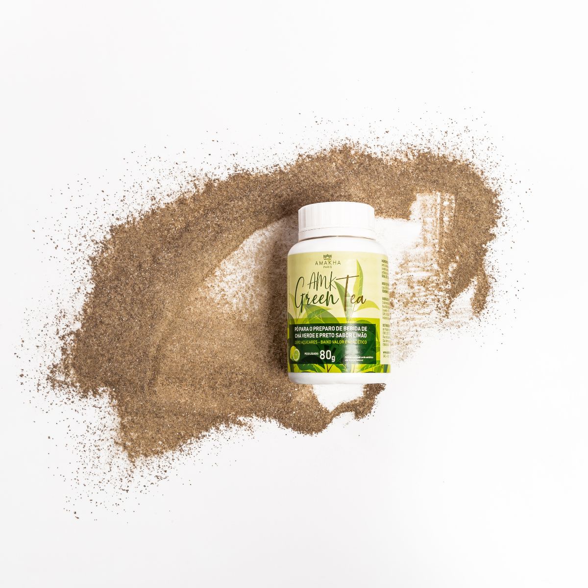 Chá Verde e Preto em Pó Sabor Limão Green Tea 80g